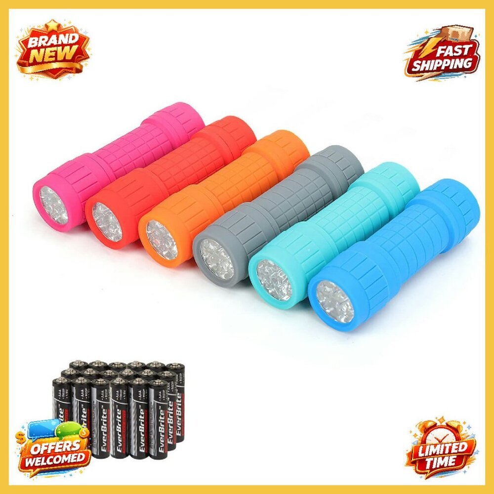 6-Pack LED Flashlights Handheld Torch Emergency Camping Hiking Supplies